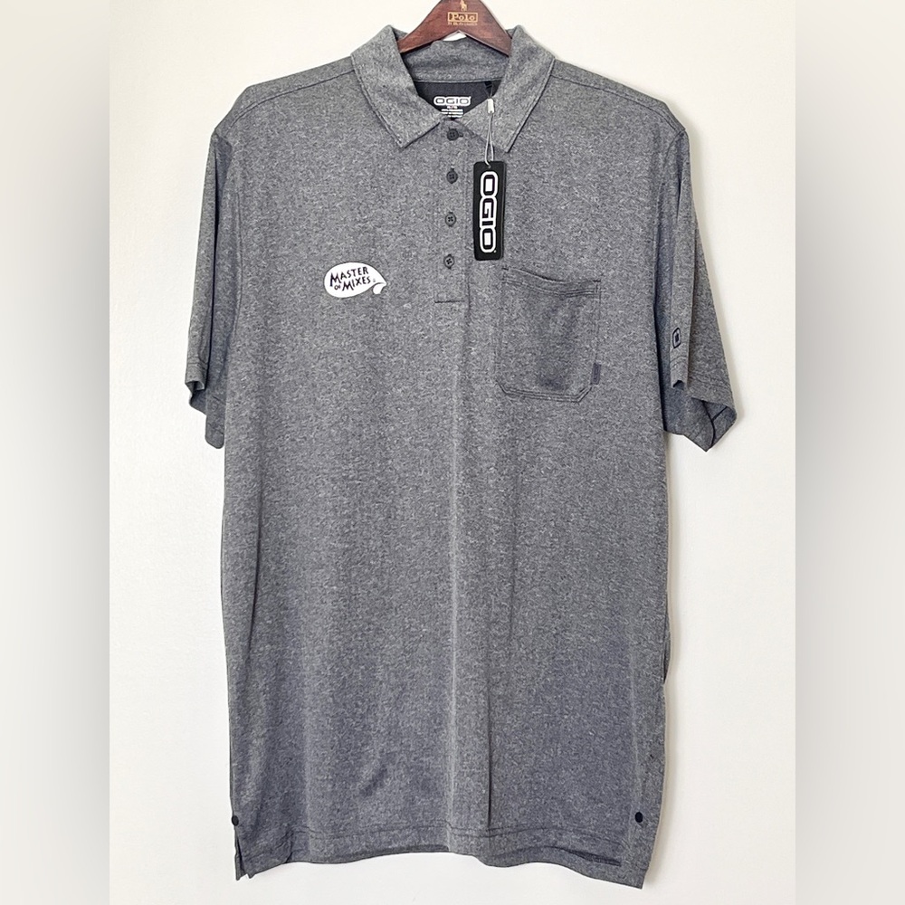 NWT Ogio Polo Shirt XL Gray Herringbone Golf Preppy Athleisure Sportswear